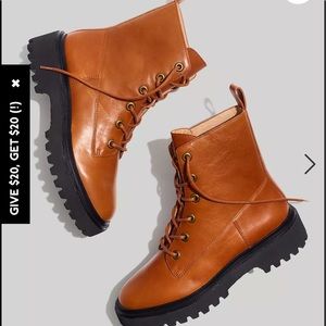 Madewell Rayna Lace Up leather Boot Women’s size 7.5